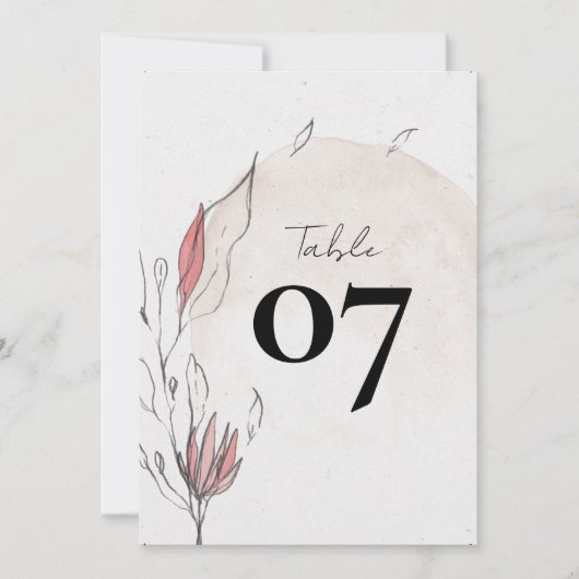 Rustieke Waterverf Bloemen Trouwtafel Nummers (Voorkant)