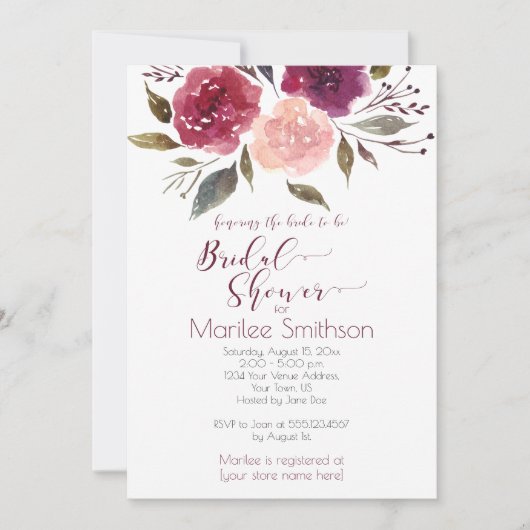 Rustieke Waterverf Bloemen Vrijgezellenfeest | Kaart (Voorkant)