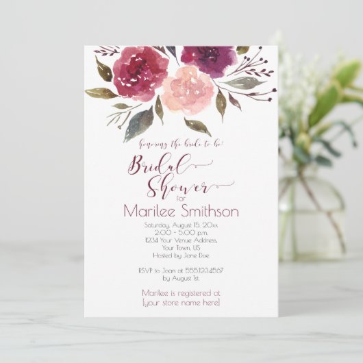 Rustieke Waterverf Bloemen Vrijgezellenfeest | Kaart (Staand voorkant)