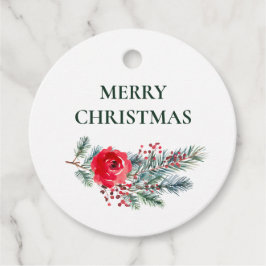 Rustieke Waterverf Bloemen Vrolijk Kerstfeest Bedankjes Labels