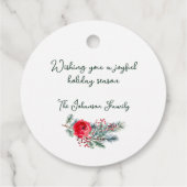 Rustieke Waterverf Bloemen Vrolijk Kerstfeest Bedankjes Labels (Achterkant)