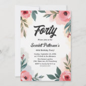 Rustieke Waterverf Bloemen Zomer 40e Verjaardag Kaart (Voorkant)