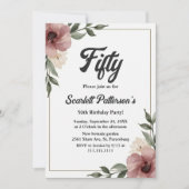 Rustieke Waterverf Bloemen Zomer 50e Verjaardag Kaart (Voorkant)