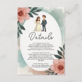 Rustieke Waterverf Bloemenbruid en bruidegom bruil Informatiekaartje (Voorkant)