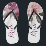 Rustieke waterverf bloemenbruid herfst bruiloft teenslippers<br><div class="desc">Romantische handgetekende waterverf paarse,  perzik en bordeaux rozen bloemenontwerp en blush roze  kant. Chique en elegant,  grote flip flop voor bruid in vintage bruiloft,  rustieke bruiloft of country bruiloft in de herfst. Bekijk hieronder alle overeenkomende stukken in collectie.</div>