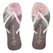 Rustieke waterverf bloemenbruidsmeisje bruiloft teenslippers (Voetbed)