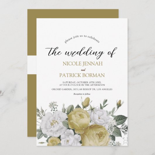 rustieke waterverf bloemenbruiloft uitnodiging (Voorkant / Achterkant)