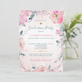 Rustieke waterverf bloemenfoto afstudeerfeest kaart (Staand voorkant)