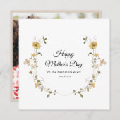Rustieke waterverf bloemenhappy moederdag kaart (Voorkant / Achterkant)