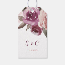 Rustieke waterverf bloemenherfst bruiloft monogram cadeaulabel