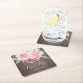 Rustieke waterverf bloemenkant bruiloft Mr en Mrs Kartonnen Onderzetters (Insitu)