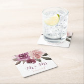 Rustieke waterverf bloemenkant bruiloft Mr en Mrs Kartonnen Onderzetters (Insitu)