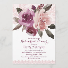 Rustieke waterverf bloemenkant repetitie diner kaart