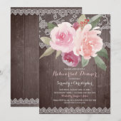 Rustieke waterverf bloemenkant repetitie diner kaart (Voorkant / Achterkant)