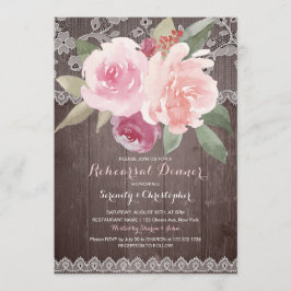 Rustieke waterverf bloemenkant repetitie diner kaart