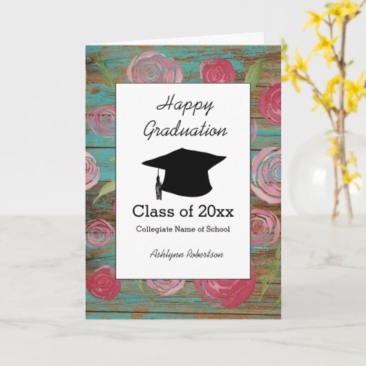 Rustieke Waterverf Bloemenklasse van 2025 Afstuder Kaart (Gele Bloem)