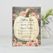 Rustieke waterverf bloemenkranen pompoen perzik ko kaart (Staand voorkant)