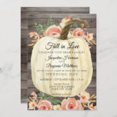 Rustieke waterverf bloemenkranen pompoen perzik ko kaart (Voorkant / Achterkant)