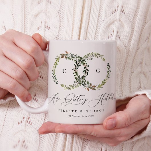 Rustieke waterverf bloemenkrans monogram bruiloft mok