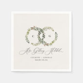 Rustieke waterverf bloemenkrans monogram bruiloft servet (Voorkant)