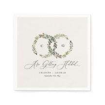 Rustieke waterverf bloemenkrans monogram bruiloft