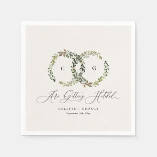 Rustieke waterverf bloemenkrans monogram bruiloft servet