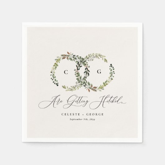 Rustieke waterverf bloemenkrans monogram bruiloft servet (Voorkant)