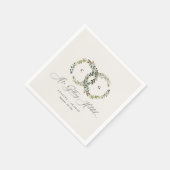 Rustieke waterverf bloemenkrans monogram bruiloft servet (Hoek)