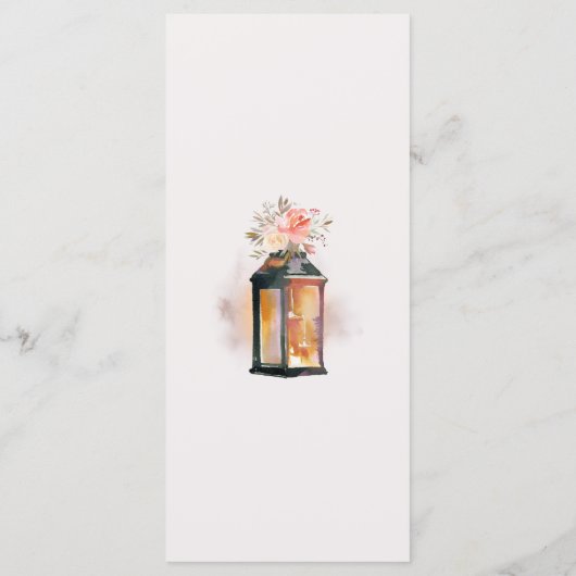 Rustieke Waterverf Bloemenlantaarn Bruiloft Menu (Achterkant)