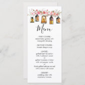 Rustieke Waterverf Bloemenlantaarn Bruiloft Menu (Voorkant / Achterkant)