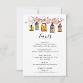 Rustieke Waterverf Bloemenlantaarn Trouwdetails Kaart (Voorkant)