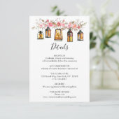 Rustieke Waterverf Bloemenlantaarn Trouwdetails Kaart (Staand voorkant)