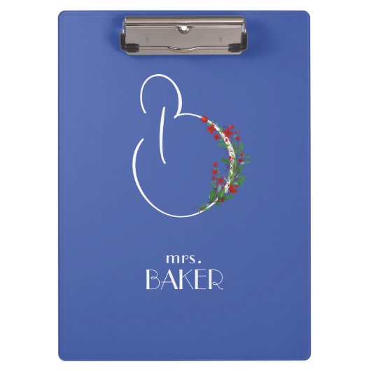 Rustieke waterverf bloemenletter B Klembord (Voorkant)