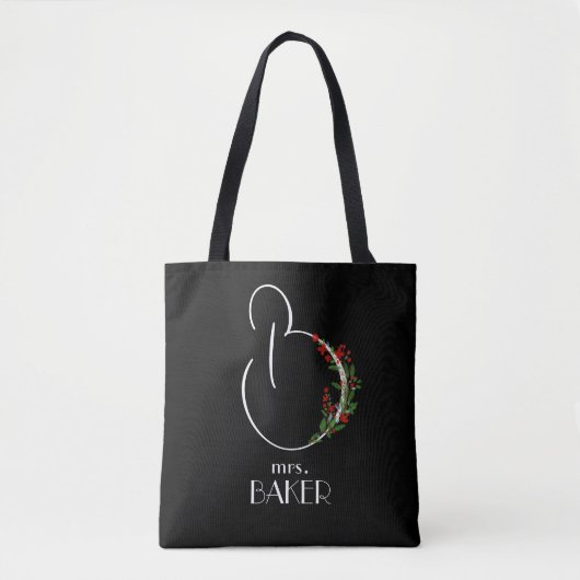 Rustieke waterverf bloemenletter B Tote Bag (Voorkant)