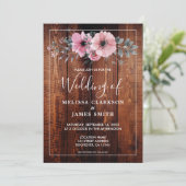 Rustieke waterverf bloemenschuur hout bruiloft kaart (Staand voorkant)