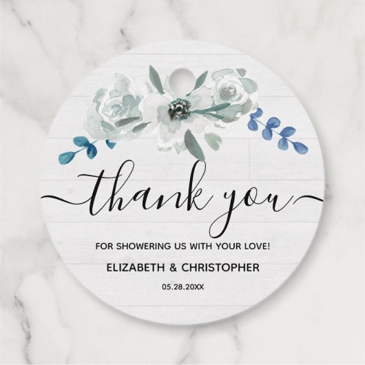 Rustieke Waterverf bloemig baby shower Dank u Bedankjes Labels (Achterkant)