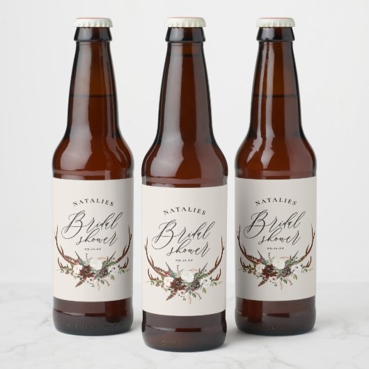 Rustieke waterverf bloemige botanische bruidsdouch bier etiket (Flessen)
