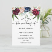 Rustieke Waterverf Bloemige Elegante Trouwdag Kaart (Staand voorkant)