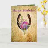 Rustieke waterverf bloemige hoefijzer kaart (Gele Bloem)