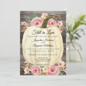 Rustieke waterverf bloemige witte pompoen rozenhou kaart (Staand voorkant)