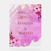Rustieke Waterverf Bloemrijke Moslim Nikah Welkoms Acryl Bord (Voorkant)