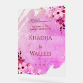 Rustieke Waterverf Bloemrijke Moslim Nikah Welkoms Acryl Bord (Hoek)