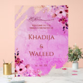 Rustieke Waterverf Bloemrijke Moslim Nikah Welkoms Acryl Bord (Huwelijk)