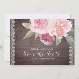 Rustieke waterverf bloemslace 'save the date' save the date