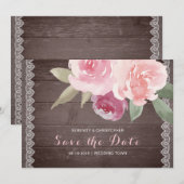 Rustieke waterverf bloemslace 'save the date' save the date (Voorkant / Achterkant)
