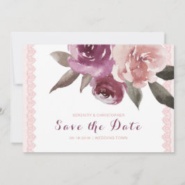 Rustieke waterverf bloemslace 'save the date' save the date