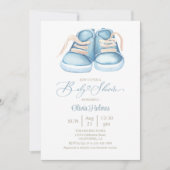 Rustieke Waterverf Blue Baby Shoe Baby shower Kaart (Voorkant)