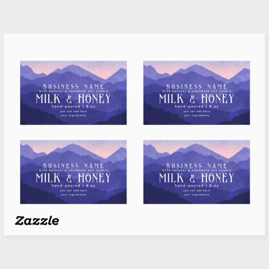 Rustieke Waterverf Blue Mountain Candle Label (Vel)