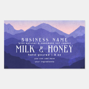 Rustieke Waterverf Blue Mountain Candle Label