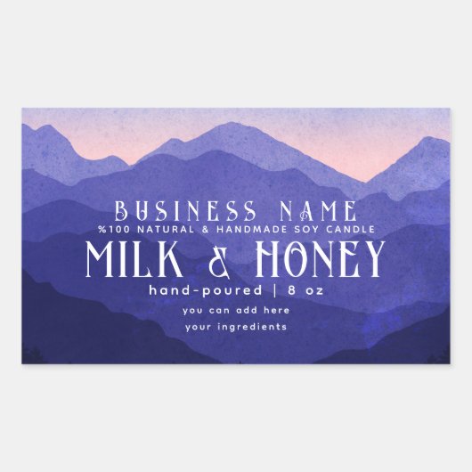 Rustieke Waterverf Blue Mountain Candle Label (Voorkant)